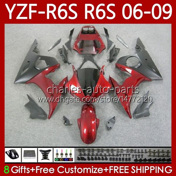 OEM MOTO Karosserie für Yamaha YZF-R6S YZF-600 YZF R6S 600CC Candy Red 2006–2009 Karosserien 96Nr.214 YZF R6 S 600 CC YZFR6S 06 07 08 09 YZF600 2006 2007 2008 2009 Verkleidungsset