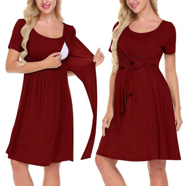 

maternity dresses women dress nursing baby nightgown breastfeeding nightshirt sleepwear womens pregnants solid casual, White