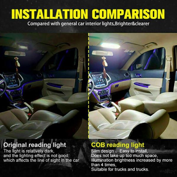 

reading car interior lights 108 led 12v-24v ceiling lamp roof replacement emergency
