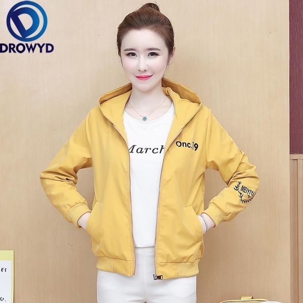 

women's jackets summer casual baseball hooded short jacket 2021 women yellow letter print thin loose bomber sunscreen cardigan, Black;brown