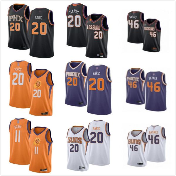 

jersey mens womens ricky rubio 20 dario saric 46 aron baynes black white orange purple custom basketball jerseys, Black;red