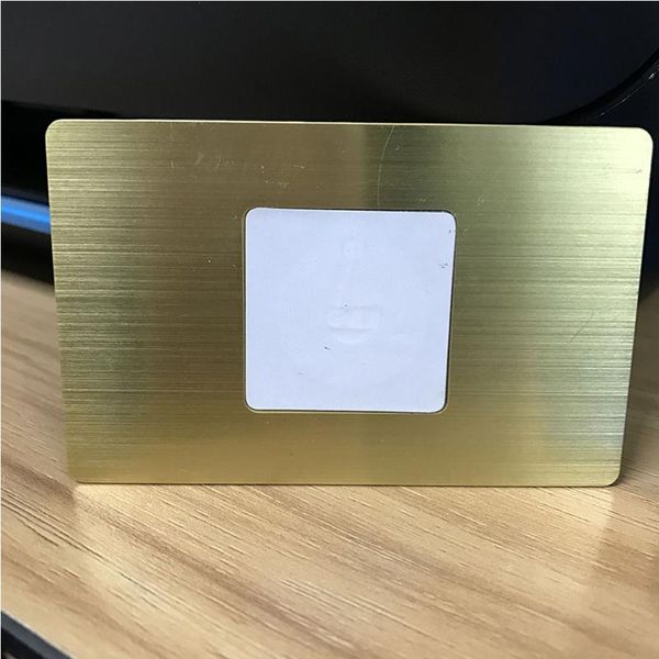 

golden silver black laser cut anodized customized silk screen 0.8mmthickness brushed blank metal nfc card chip slot access control