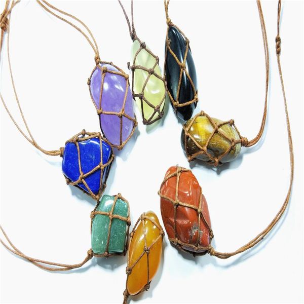 

selling multi color crystal vintage woven rope net irregular diano real stone cube pendant necklace necklaces, Silver
