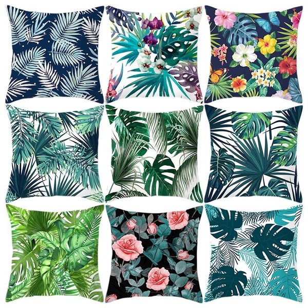 

pillow case tropical cushion cover decorative pillowcase green leaves throw printed for sofa home decoration