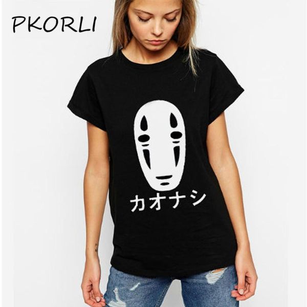 

women's t-shirt japan anime spirited away t shirt kaonashi no face women cotton short sleeve summer tee femme, White