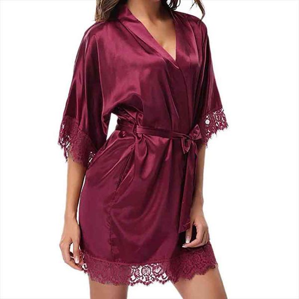 

fashion lace satin nightwear women sleepwear lingerie pajamas suit solid color unlined broadcloth set wl, Black;red