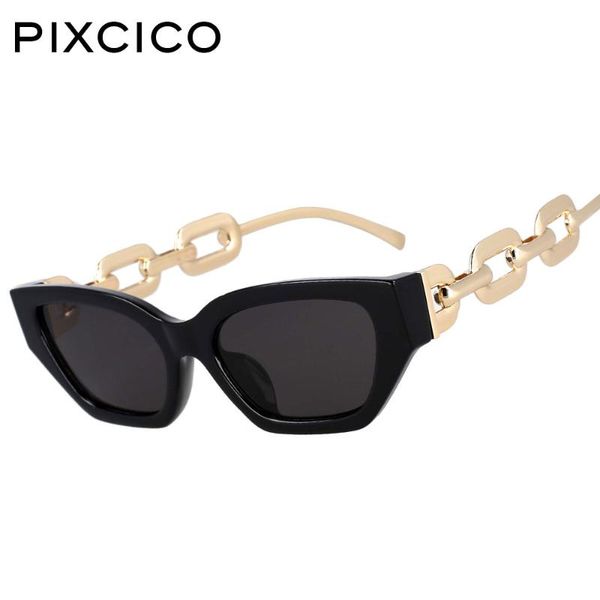 

sunglasses 53235 lunettes de soleil pour femmes cat eye heavy metal chain ladies fashion vintage lazy women's shades uv400, White;black