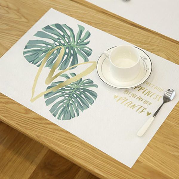 

table runner 4 pcs / set creative fresh placemat plant printing household non-slip insulation ins nordic style pvc material mat
