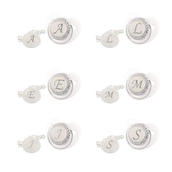 

pacifiers# 0-12 months classic white rhinestone baby pacifier bling 26 name initials born infant lollipop with holder dummy nipple gift