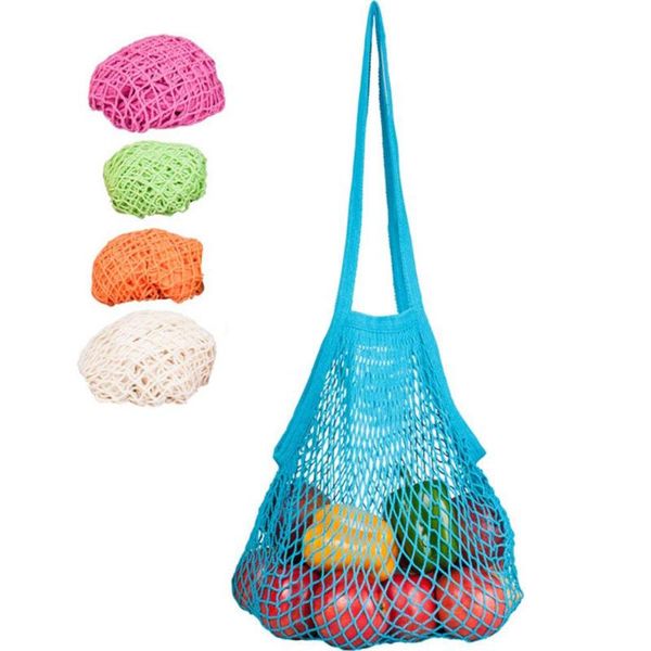 

hanging baskets 4 pack reusable mesh cotton net market string bag organizer (multipurpose, portable shopping tote handbag), for grocery shop