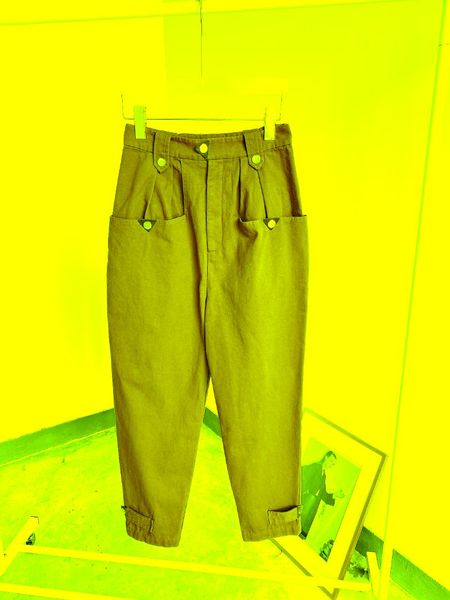 

women trousers fashionable classic casual adjustable hem tapered 100% cotton pants women's & capris, Black;white