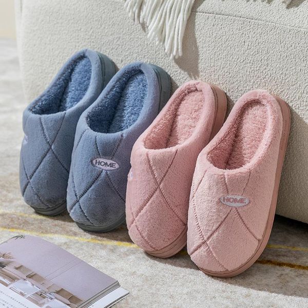

slippers winter house women cotton faux fur warm plush shoes ladies fluffy indoor soft bottom fuzzy couple slides sapatos, Black