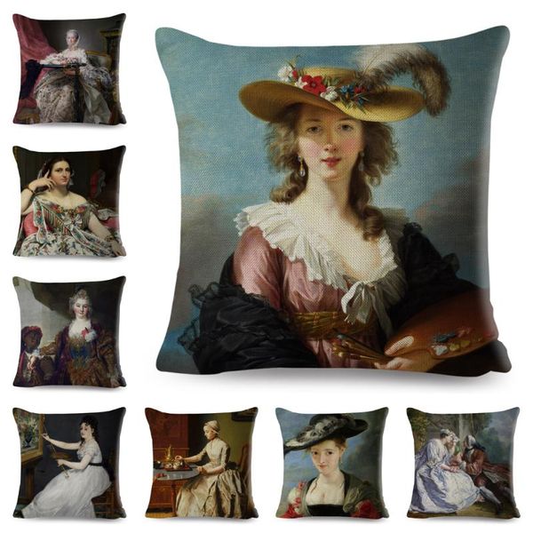

cushion/decorative pillow vintage style woman cushion cover decor europe lady girl print pillowcase 45*45cm polyester case for sofa home car