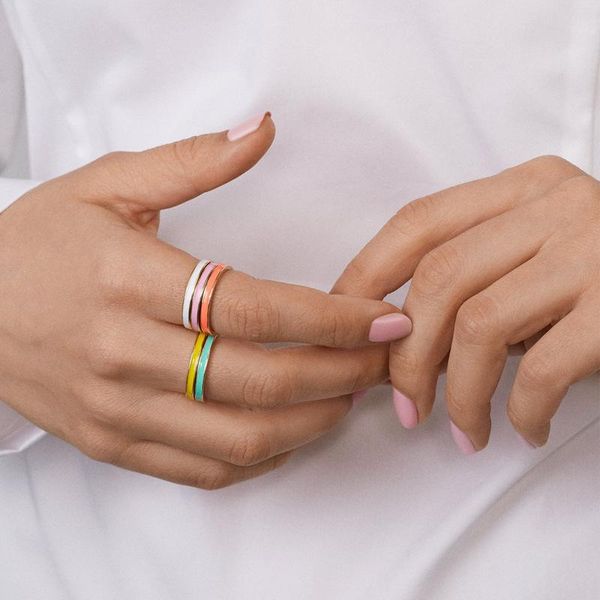 

wedding rings zg 2021 fashion dripping oil enamel personality stacking bride band engagement ring jewelry, Slivery;golden