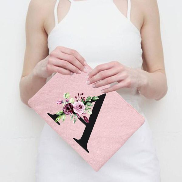 

party favor bridesmaid makeup bag letter floral bachelorette cosmetic bags bridal toiletry organizer female lipstick case wedding gift