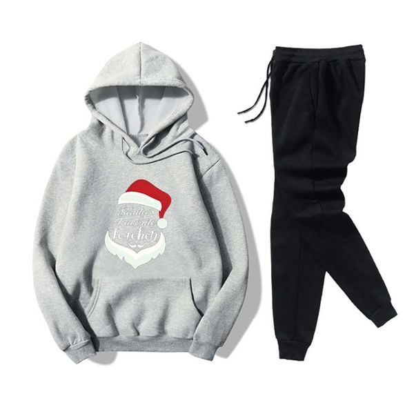 

women 2 piece set casual tracksuit female sweatshirt and pants sportwear suit christmas printing clothing sports hoodies women's tracks, Gray