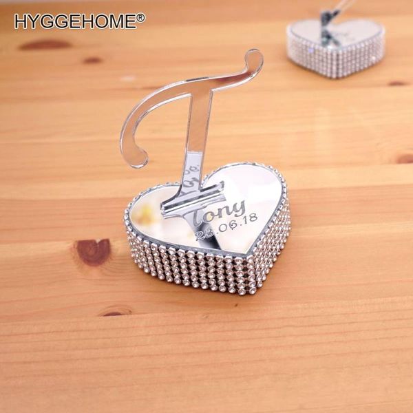

party decoration 2 pieces personalized mirror heart standing letter diamond rhinestones custom name wedding bride gift verlobungstablefavors