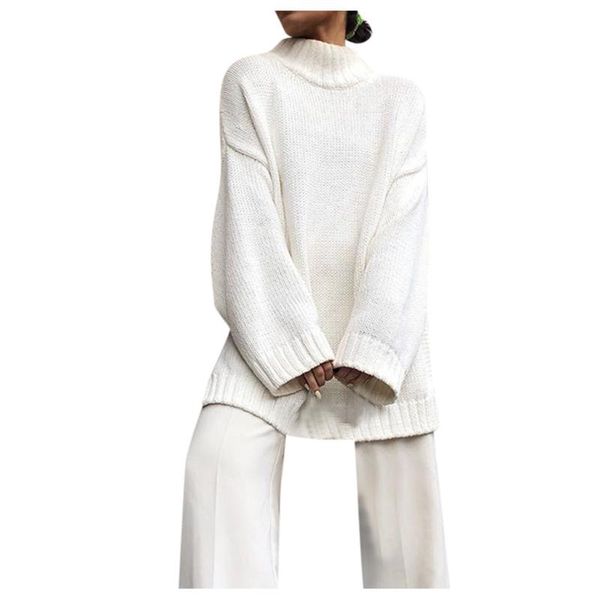 

women's sweaters women winter simple long sleeve turtleneck sweater knit comfortable ladies, White;black