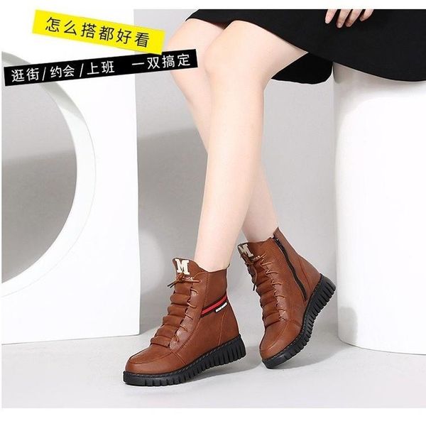 

boots fashion vintage brown short women combat autumn platform gothic shoes cowhide motorcycle, Black