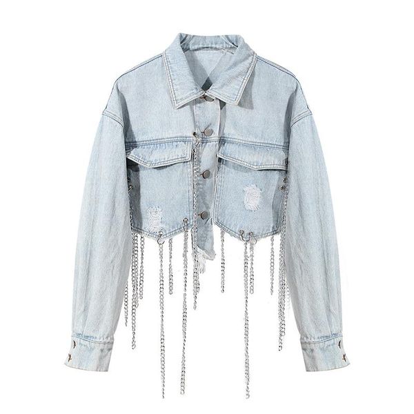 

women's jackets chain tassel jacket for women black patchwork lapel long sleeve high street casual female autumn, Black;brown