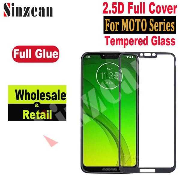 

50pcs for moto g7 power/g7 play/g7 plus/g8 power/g8 play/g6 2.5d full cover tempered glass glue screen protector cell phone protectors