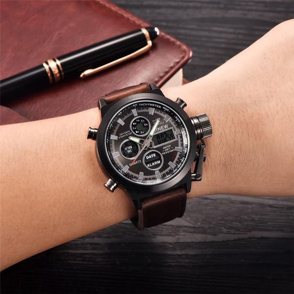 

wristwatches relogio masculino men watch leather man watches fashion analog military business quartz male wristwatch clock #w, Slivery;brown