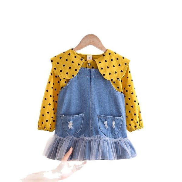 

spring toddler baby girl clothes set cute cotton long sleeve princess dress outfits fall 2021 girls girl's dresses, Red;yellow
