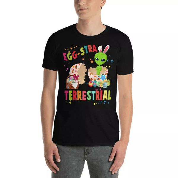 

egg-stra terrestrial funny easter eggs bunny alien outer space lover t-shirt, White;black