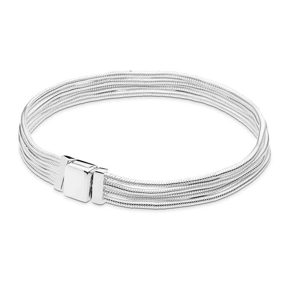 

2021 new 100% 925 sterling silver 597943 classic bracelet clear cz charm bead fit diy original fashion bracelets factory wholesale jewelry g, Golden;silver