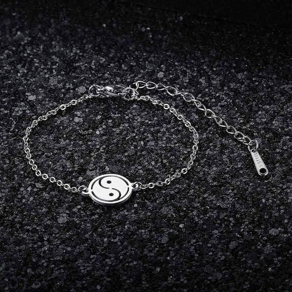

link, chain quality 100% stainless steel yin yang charm bracelet for women female fabulous high polish charms bracelets, Black