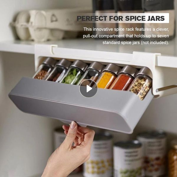 

hooks & rails home kitchen self adhesive wall-mounted under shelf spice organizer bottle storage racks supplies box