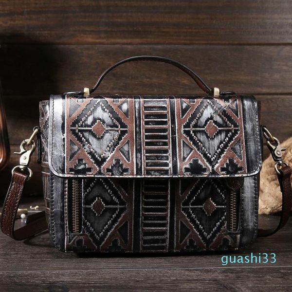 

embossed color fashion covee small square bag ethnic style one-shoulder cross-body leather handbag for women