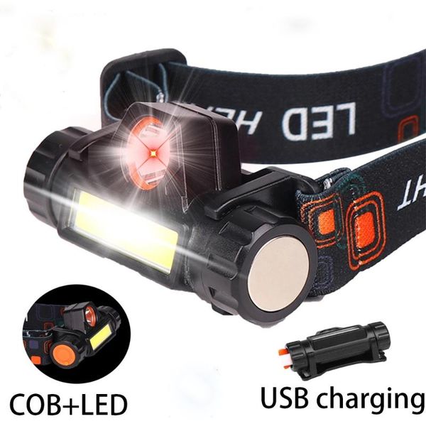 

rechargeable led headlamp cob q5 high lumen lithium battery waterproof 2 beams headlight head lamp light headlamps