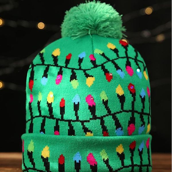 

christmas decorations led hat sweater knitted beanie light up gift for kids xmas 2021 year