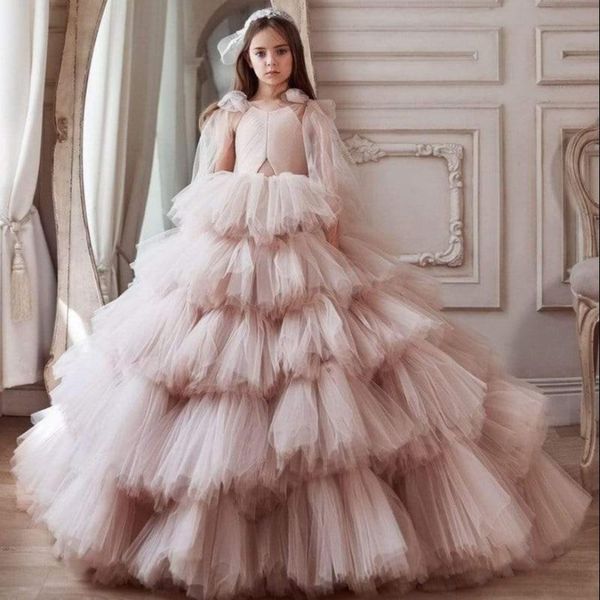 

girl's dresses luxury princess flower girl for wedding tiered skirts girls birthday party gowns with straps first communion dress, Red;yellow