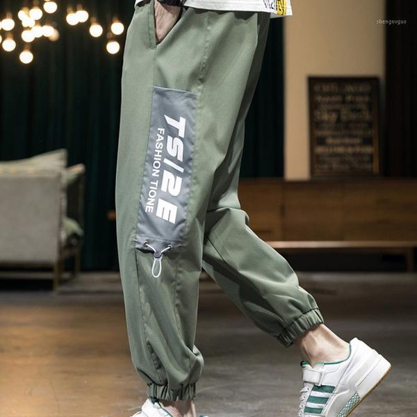

spring summer casual pants men loose fashion trousers male printed streetwear sweatpants mens joggers high street men's, Black