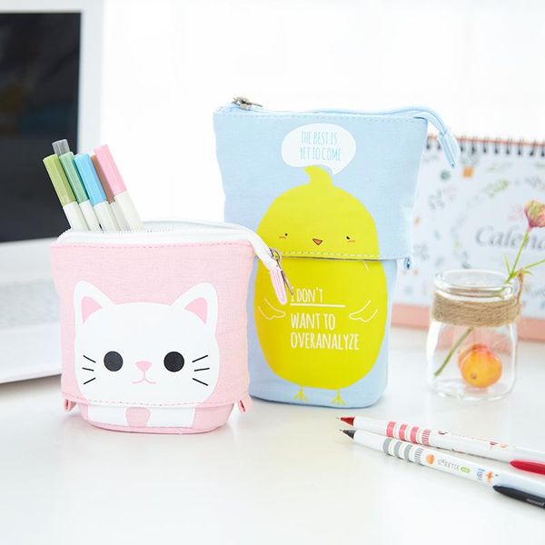 

pencil cases korean creative stationery retractable pouch kawaii cartoon pull down multifunctional case anime bag