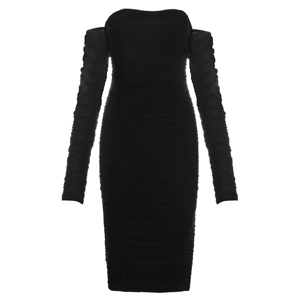 

bodycon black club party dresses clothing long sleeve ladies elegant vestidos women bandage 210515, Black;gray