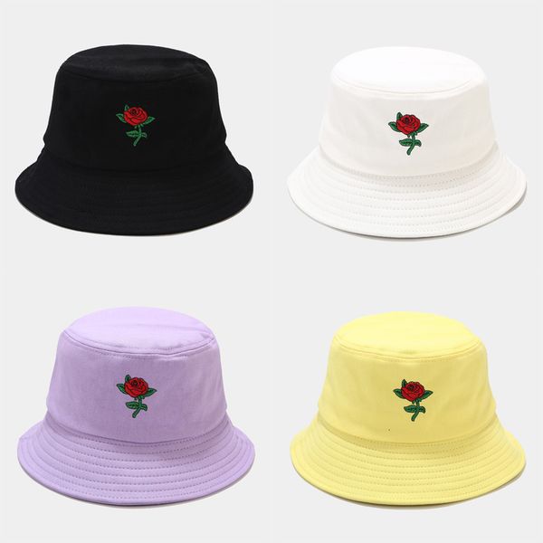 

new rose embroidered fisherman's hat for spring and autumn