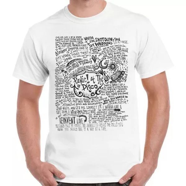 

panic at the disco band music cool vintage retro t shirt 1072, White;black