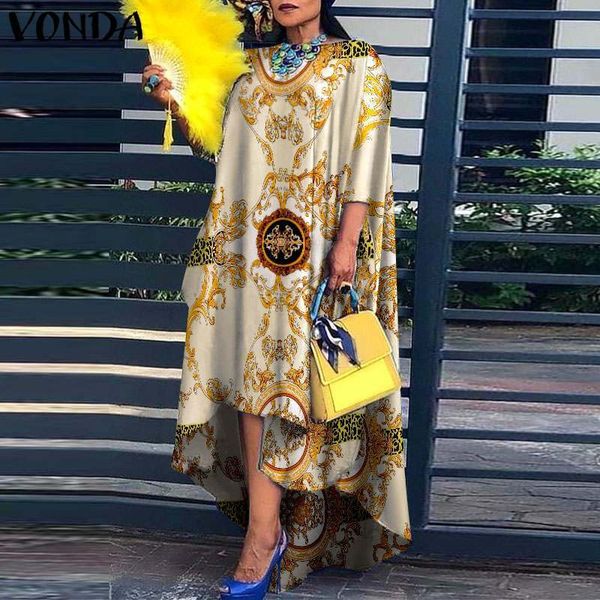 

vonda women's long sved 2021 drs, holiday party vintage print, irregular hem, large, 3 / 4, Black;gray