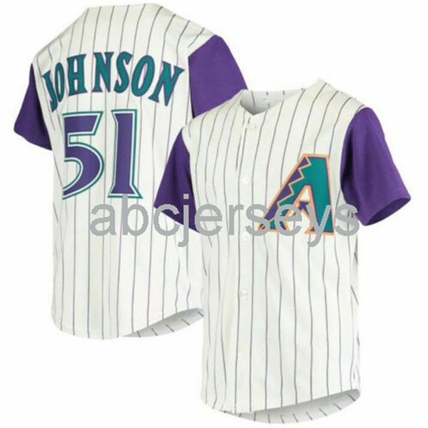 

randy johnson #51 stripe baseball jersey xs-6xl, Black