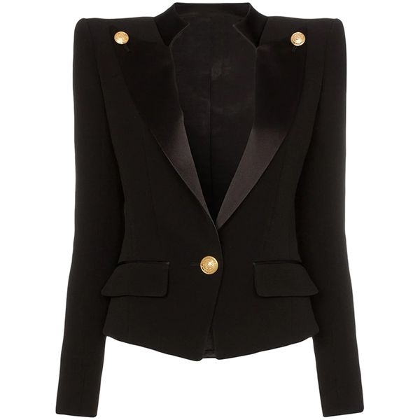 ALTA QUALITÀ est Designer Blazer Jacket Women's Single Button Satin Collar 211019