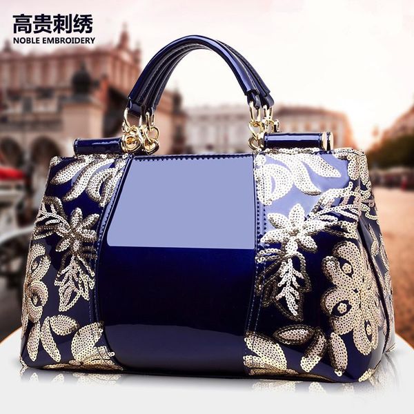 

doudou 2021 embroidery patent leather middle aged women's bag fashion handbag evening bags