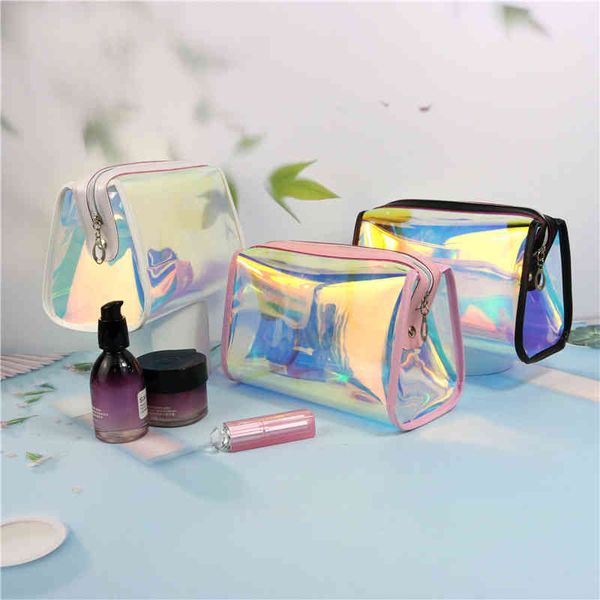 

cosmetic bags laser tpu bag korean hand large capacity transparent pvc magic color washing women's storage