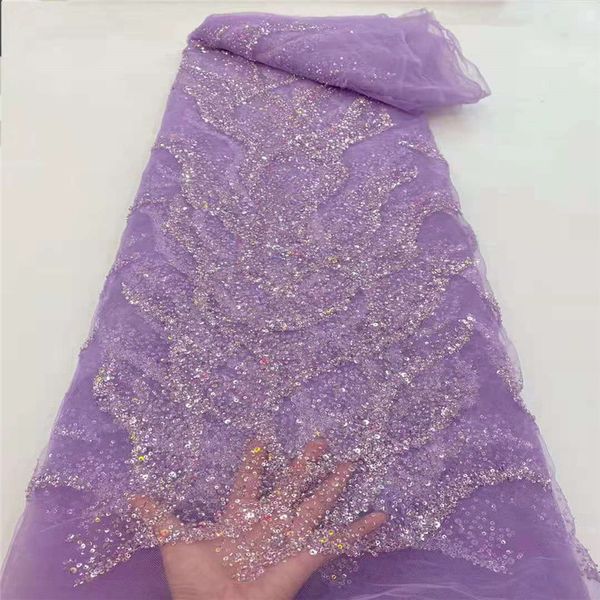 

luxury handmade beads sequins lace fabric embroidery tulle material for party dress african rf-340, Black;white