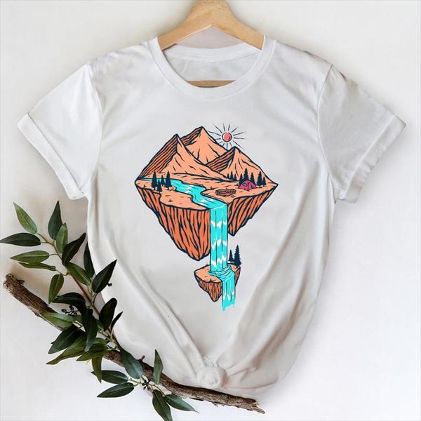 

and women mountain cartoon mens girl printing 90s cute spring summer lady print graphic female tee shirt, White;black