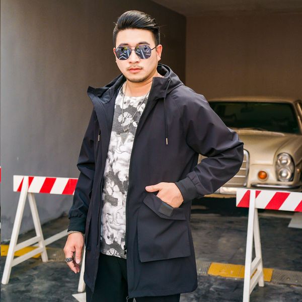

jackets loose medium length casual hooded large et men's street cloth 8246, Black;brown