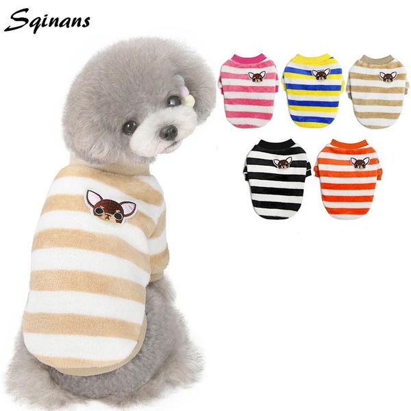 

dog apparel sqinans fashion stripes coat winter warm clothes solid puppy shirts pet costume s-2xl