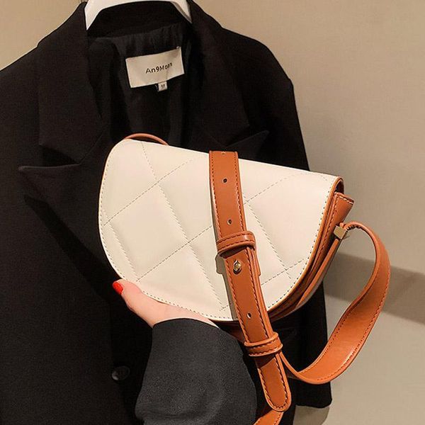 

evening bags lattice designer flap saddle winter contrast color pu leather crossbody women handbags quality shoulder messenger bag